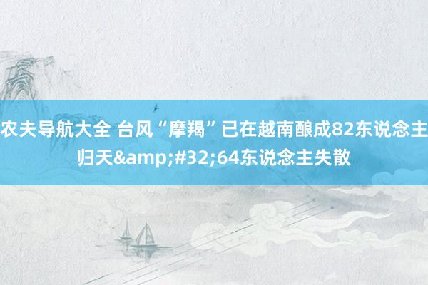 农夫导航大全 台风“摩羯”已在越南酿成82东说念主归天&#32;64东说念主失散