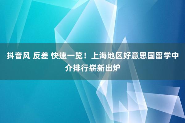 抖音风 反差 快速一览！上海地区好意思国留学中介排行崭新出炉