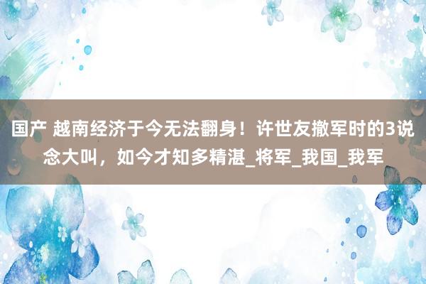 国产 越南经济于今无法翻身！许世友撤军时的3说念大叫，如今才知多精湛_将军_我国_我军
