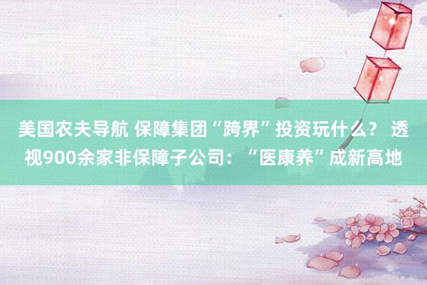 美国农夫导航 保障集团“跨界”投资玩什么？ 透视900余家非保障子公司：“医康养”成新高地