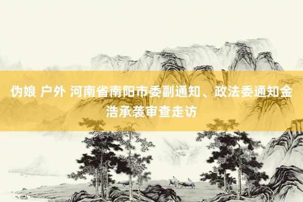 伪娘 户外 河南省南阳市委副通知、政法委通知金浩承袭审查走访